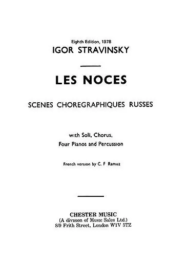 risnedsättning Igor Stravinsky: Les Noces (1922- Miniature Score)
