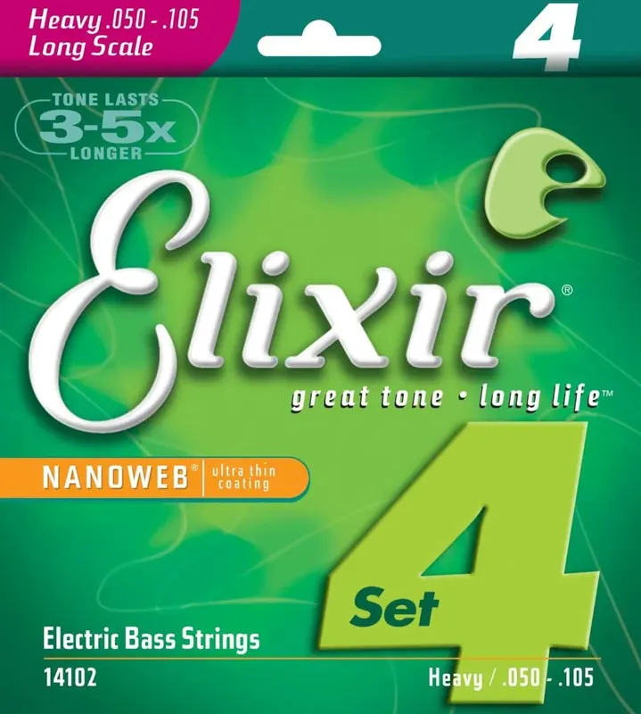 Elixir 14702 Electric Bass Stainless Steel NANOWEB 050-105 Populärt val