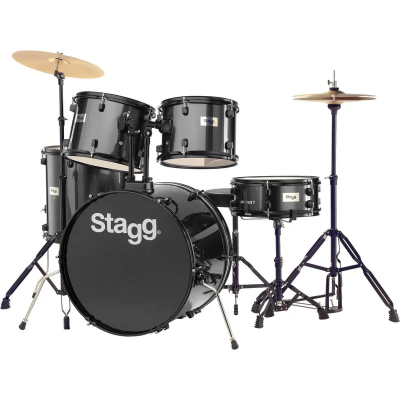 Stagg TIM122B BK femdelat trumset inkl. hårdvara och cymbal risnedsättning